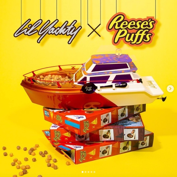 LIL YACHTY x REESE'S PUFFS 2021 Unopened Cereal Boxes Lot Right Half Of Poster - Picture 7 of 7